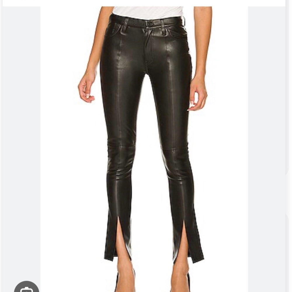 Hudson Jeans Barbara Faux Leather High Waist Straight Ankle in Black Beauty